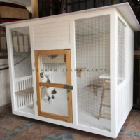 Kandang kucing rumah hewan peliharaan custom indoor outdoor bahan kayu