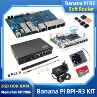 Banana Pi R3 KIT MediaTek MT7986 2GB RAM 8G EMMC 5GbE Network SFP 2.5GbE Openwrt Soft Router Board + Case Power Supply BPI-R3