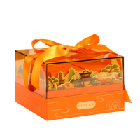 Mid-Autumn Moon Cake Gift Box Acrylic Window Portable Box 8-Piece Moon Cake Egg Yolk Crisp Packaging Box Gift Box