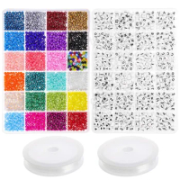 4000Pcs Beads Kit, 4Mm Acrylic Seed Beads And Alphabet Letter Beads For Name Bracelets Jewelry Making And Craft
