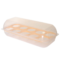 小禮堂 日本SANADA 日製長方形透明拿蓋雞蛋收納盒《白黃》雞蛋架.保鮮盒 4973430-018012