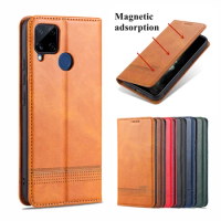Deluxe Magnetic adsorption leather case for Realme Narzo 30A / Realme Narzo 20 Pro Flip Cover Protective Case capa fundas