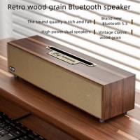 XM-520 Wooden Desktop HIFI Retro Wireless Bluetooth 5.3 Stereo Surround Speaker Home Theater Dual Speaker Subwoofer