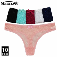 Ladies Sexy Lace Panties Women Thongs Breathable Low Waist Fashion G Strings Hollow Transparent Underwear Lingerie 10 pcs/lot