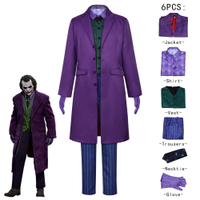 Halloween cos Costume Horror Ball Batman The Dark Knight Heath Ledger Joker clown suit