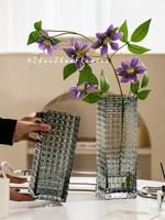【可開發票】 宅配到府 花瓶 玻璃花瓶現代簡約創意方形透明大號玻璃花瓶水養鮮花客廳桌面居家裝飾擺件~優樂悅