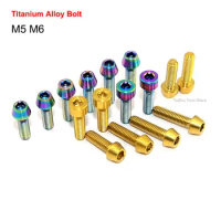 1Pcs TC4 Titanium Alloy Bolt M5/M6x15/16/18/20mm Seatpost Overhead Brake Allen Key Screw For Bike Pipe Clamp Screw