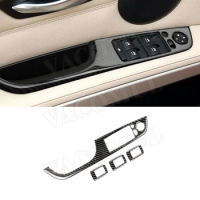Carbon Fiber Interior Trim Window Lifter Switch Buttons Decorative Frame Cover Stickers For BMW 3 Series E90 2005-2012