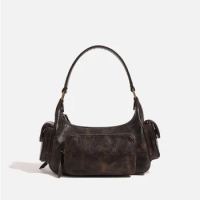 Handbag Vintage Woman Classic Brand Designer Multi-pocket Moto &amp; Biker Shoulder Bag Original High Quality Distressed Female Bags