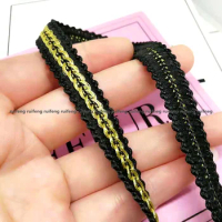 3Meters 11mm Gold Lace Trim Ribbon Chain Lace Webbing Sewing Centipede Braided Lace Edge Wedding Craft DIY Clothes Decoration