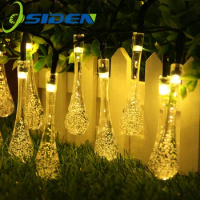 LED Outdoor Water Drops Solar Lamp String Lights 5/7M 20/50LEDs Fairy Holiday Christmas Party Garland Garden Decoration