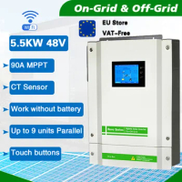 Parallel Function 5.5KW 48VDC 220VAC ON&amp;OFF Gird Hybrid Solar Inverter with 450VDC 90A MPPT Charge Controller and CT Sensor