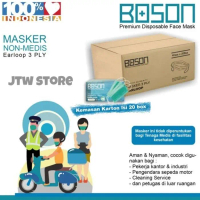 Masker Boson Earloop 3 ply non medis 1 karton isi 20 box