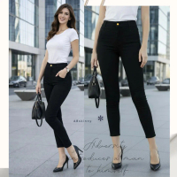 AB Skinny กางเกงยีนส์ยืด สีดำ 9 ส่วน สำหรับสตรี ขนาด A-B-C-D ของแท้จากเพจดัง 350,000 Like เสื้อผ้า ย