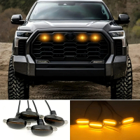4pcs Car LED Decoration Light, Card Yellow Ambient Light Front Grille Lighting Kit, Bad Environment 