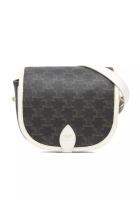CELINE 二手 Celine 中型 Triomphe 塗層帆布 Folco 斜背包