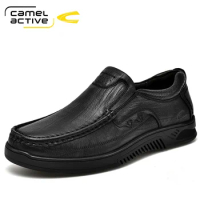 Camel Active Genuine Leather Shoes Men Brand Footwear Fashion Men's Casual Shoes High Quality Cowhide Slip-On Men's Flats