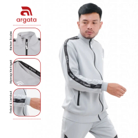 Jaket Traktop Pria Wanita  Olahraga Gym Lari Bahan Scuba Maximus 200 GSM – Half Zipper Slim Fit Adem