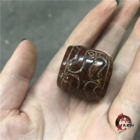 古董古玩雜項玉石防漢代老岫玉精雕獸頭扳指指環高古玉收藏熱賣