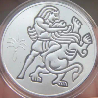 40mm Samson and the lion silver plated souvenir medal coin collection