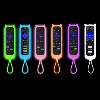2pcGlow In The Dark Silicone Universal Remote Control Cover, Remote Case With Lanyard Compatible With TCL Hisense Roku TV Remote