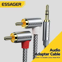 Kabel Audio Jack 3.5mm ke RCA Double Lotus Elbow Adapter 3M Audio Cable Jack 3.5mm to RCA Double Lot