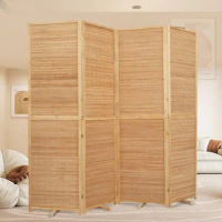 Room Divider Folding Privacy Screens, Hand-Made 67'' High Bamboo Room Dividers Freestanding 2-in-1 M
