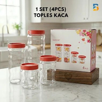 Toples Kaca Beling SET Isi 4 / Toples Cemilan 1 Set isi 4