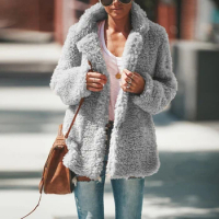 Plush Coat Women Fur Lamb Thicken Autumn Warm Long Sleeve Female Jackets Overcoat Outerwear Faux Fur Coat For Women