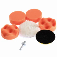 7Pcs/set Auto Car 3-Inch Buffing Pad Polishing Sponge Wheel Kit W/ M10 Drill Adapter for Car Wash Cleaning Detailing Polish Kit