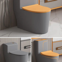 Large caliber light luxury orange household toilet siphon type odor resistant gray colored ceramic water closet toilet seat