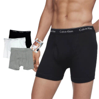 【Calvin Klein】CK 純棉 黑 灰 白 3件盒裝 長版 開口 男內褲 四角褲 大尺碼 內褲 送禮(1039 E$1)