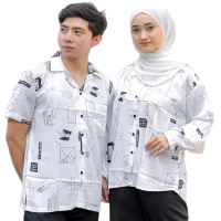Kemeja couple kekinian hawaian vintage bahan rayon printing super premium Katun Tunik