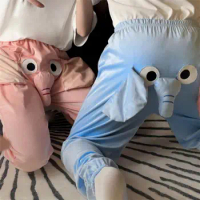 Women Trousers Women Thick Bottoms Cozy Winter Elephant Cartoon Pajama Pants for Couples Thick Plush Warm Sleepwear Trousers