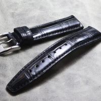 Black 20mm 21mm 22mm Crocodile Leather Replacement Watchbands for IWC Portugues Pilot Alligator Grain Watch Band Bracelet Strap