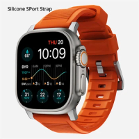 Soft Silicone Sport Strap For Apple Watch Ultra 49mm 42mm 44mm 45mm Rubber Band Bracelet iWatch series 8 7 6 5 4 3 Double ring
