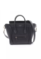 CELINE Pre-Loved Celine luggage nano shopper Handbag leather black 2WAY