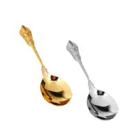 Dinner Spoon Kitchen Cutlery Flatware Silverware Embossed Soup Spoon Serving Spoon for Gatherings Buffet Camping Cooking