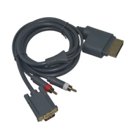 100pcs High Quality HD VGA + 2 RCA Cable Slim Video Audio AV PC Monitor VGA Cable Cord Connecter For Microsoft for Xbox 360
