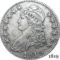 United States Of America Liberty Eagle 1819 50 Cents ½ Dollar Capped Bust Half Dollar Cupronickel Silver Plated Copy Coin