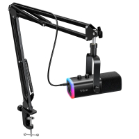 Kit Mikrofon Permainan, Fifine, XLR / USB, dengan Bicu Fon Kepala, Bisu, RGB, Kaki Lengan, Set Mikro