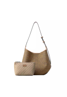 FION FION Monogram PVC with Leather Hobo Bag