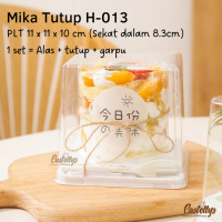 Kotak Mika Tutup + Garpu H013 Mini Cake Kue Tart Potong Bolu Pudding