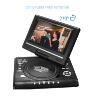 Mini DVD Player 7.8 Inch Desktop Digital Smart TV CD EVD Disc Players Remote Control Portable Travel 270° Rotatable Screen New