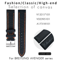 21mm 22mm Nylon Leather Watchband for Breitling Superocean Avenger Omega Tudor Tissot Fabric Canvas Strap Black Gray Watch Band