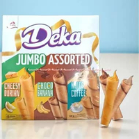 Deka 126gr Jumbo Assorted Cheesy Durian Choco Banana White Coffee Wafer Roll Rasa Keju Duren Coklat 