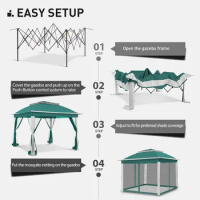 11'x11' Pop Up Gazebo for Patios Canopy Tent with Sidewalls Outdoor Gazebo with Mosquito Netting Pop Up Canopy Shelter Wedding
