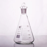 Lodine flask with ground-in glass stopper 500ml,Erlenmeyer flask with tick mark,Lodine volumetric flask,Triangular flask
