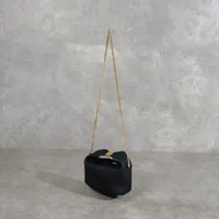 Tas POLENE BERI CHAIN TEXTURE LEATHER BLACK SHOULDER BAG 100% ORIGINAL 20X14X8CM