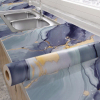 wallpaper dinding dapur 6 meter X 60cm alumunium foil motif gradasi hitam abu2 corak gold sedikit St